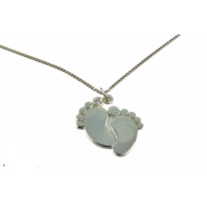 Silver pink c/z feet pendant