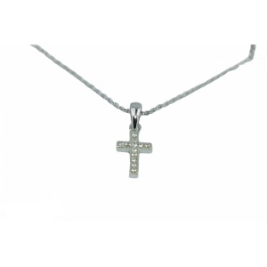 silver small cupid zirconia cross pendant