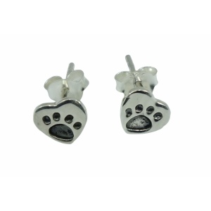 silver paw stud earrings