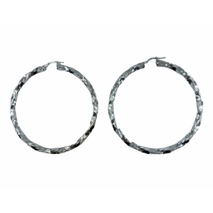 Silver Twist Hoops